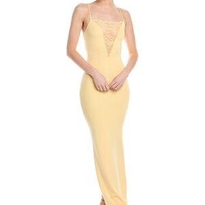 Ronny Kobo Collection Gold Bodycon Dress Plunge Neckline